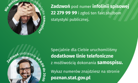 Wojewódzkie Biuro Spisowe w Poznaniu uruchomiło dodatkowe linie telefoniczne z możliwością dokonania samospisu.